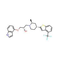 C[C@H]1C[C@H](c2cc3c(C(F)(F)F)cccc3s2)CCN1C[C@H](O)COc1cccc2[nH]ccc12 ZINC000013535713