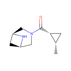 C[C@H]1C[C@H]1C(=O)N1C[C@@H]2C[C@H](C1)N2 ZINC000222131113