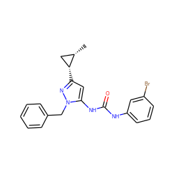 C[C@H]1C[C@H]1c1cc(NC(=O)Nc2cccc(Br)c2)n(Cc2ccccc2)n1 ZINC000299818936