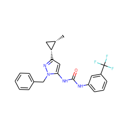 C[C@H]1C[C@H]1c1cc(NC(=O)Nc2cccc(C(F)(F)F)c2)n(Cc2ccccc2)n1 ZINC000299828639