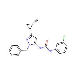 C[C@H]1C[C@H]1c1cc(NC(=O)Nc2cccc(Cl)c2)n(Cc2ccccc2)n1 ZINC000299820613