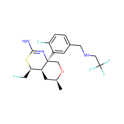 C[C@H]1C[C@H]2[C@@H](CF)SC(N)=N[C@@]2(c2cc(CNCC(F)(F)F)ccc2F)CO1 ZINC000148297354