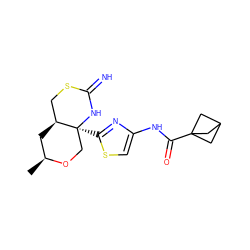 C[C@H]1C[C@H]2CSC(=N)N[C@@]2(c2nc(NC(=O)C34CC(C3)C4)cs2)CO1 ZINC001772572900