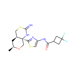 C[C@H]1C[C@H]2CSC(=N)N[C@@]2(c2nc(NC(=O)C3CC(F)(F)C3)cs2)CO1 ZINC001772582838