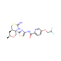 C[C@H]1C[C@H]2CSC(=N)N[C@@]2(c2nc(NC(=O)c3ccc(OCC(F)F)cn3)cs2)CO1 ZINC001772599421