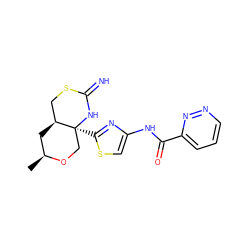 C[C@H]1C[C@H]2CSC(=N)N[C@@]2(c2nc(NC(=O)c3cccnn3)cs2)CO1 ZINC001772631741