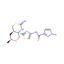 C[C@H]1C[C@H]2CSC(=N)N[C@@]2(c2nc(NC(=O)c3ccn(C)n3)cs2)CO1 ZINC001772608630