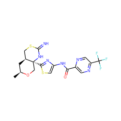 C[C@H]1C[C@H]2CSC(=N)N[C@@]2(c2nc(NC(=O)c3cnc(C(F)(F)F)cn3)cs2)CO1 ZINC001772603293