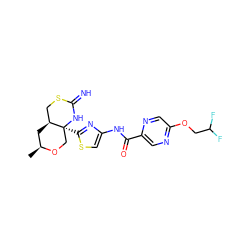 C[C@H]1C[C@H]2CSC(=N)N[C@@]2(c2nc(NC(=O)c3cnc(OCC(F)F)cn3)cs2)CO1 ZINC001772616305