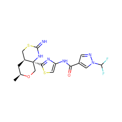 C[C@H]1C[C@H]2CSC(=N)N[C@@]2(c2nc(NC(=O)c3cnn(C(F)F)c3)cs2)CO1 ZINC001772654746