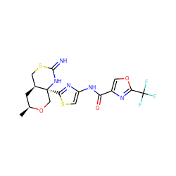 C[C@H]1C[C@H]2CSC(=N)N[C@@]2(c2nc(NC(=O)c3coc(C(F)(F)F)n3)cs2)CO1 ZINC001772580872