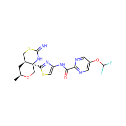 C[C@H]1C[C@H]2CSC(=N)N[C@@]2(c2nc(NC(=O)c3ncc(OC(F)F)cn3)cs2)CO1 ZINC001772642547