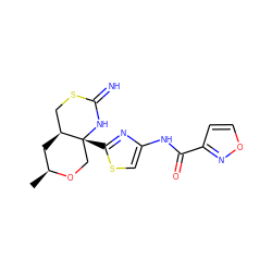 C[C@H]1C[C@H]2CSC(=N)N[C@]2(c2nc(NC(=O)c3ccon3)cs2)CO1 ZINC001772648146