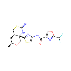 C[C@H]1C[C@H]2CSC(=N)N[C@]2(c2nc(NC(=O)c3coc(C(F)F)n3)cs2)CO1 ZINC001772571217