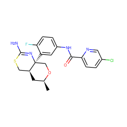 C[C@H]1C[C@H]2CSC(N)=N[C@@]2(c2cc(NC(=O)c3ccc(Cl)cn3)ccc2F)CO1 ZINC000140560503