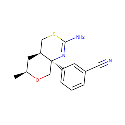 C[C@H]1C[C@H]2CSC(N)=N[C@@]2(c2cccc(C#N)c2)CO1 ZINC000147752168