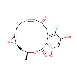 C[C@H]1C[C@H]2O[C@@H]2CC/C=C/C(=O)Cc2c(Cl)c(O)cc(O)c2C(=O)O1 ZINC000014685011