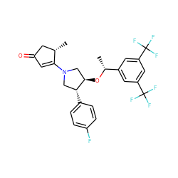 C[C@H]1CC(=O)C=C1N1C[C@@H](O[C@H](C)c2cc(C(F)(F)F)cc(C(F)(F)F)c2)[C@H](c2ccc(F)cc2)C1 ZINC000028961857