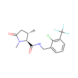 C[C@H]1CC(=O)N(C)[C@@H]1C(=O)NCc1cccc(C(F)(F)F)c1Cl ZINC000095565185