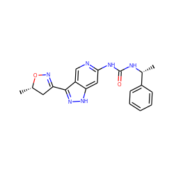 C[C@H]1CC(c2n[nH]c3cc(NC(=O)N[C@H](C)c4ccccc4)ncc23)=NO1 ZINC000261164416