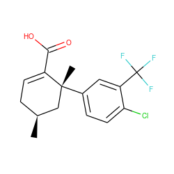 C[C@H]1CC=C(C(=O)O)[C@](C)(c2ccc(Cl)c(C(F)(F)F)c2)C1 ZINC000117091378