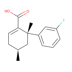 C[C@H]1CC=C(C(=O)O)[C@](C)(c2cccc(F)c2)C1 ZINC000142529457