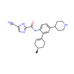 C[C@H]1CC=C(c2cc(C3CCNCC3)ccc2NC(=O)c2ncc(C#N)[nH]2)CC1 ZINC000029046730