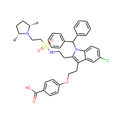 C[C@H]1CC[C@@H](C)N1CCS(=O)(=O)NCCc1c(CCOc2ccc(C(=O)O)cc2)c2cc(Cl)ccc2n1C(c1ccccc1)c1ccccc1 ZINC000049898789