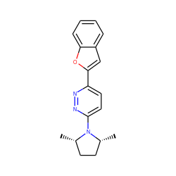 C[C@H]1CC[C@@H](C)N1c1ccc(-c2cc3ccccc3o2)nn1 ZINC000045384429