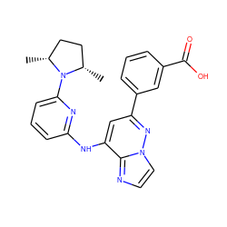 C[C@H]1CC[C@@H](C)N1c1cccc(Nc2cc(-c3cccc(C(=O)O)c3)nn3ccnc23)n1 ZINC000207396179