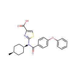 C[C@H]1CC[C@@H](N(C(=O)c2ccc(Oc3ccccc3)cc2)c2nc(C(=O)O)cs2)CC1 ZINC000253810814