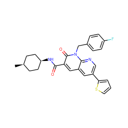 C[C@H]1CC[C@@H](NC(=O)c2cc3cc(-c4cccs4)cnc3n(Cc3ccc(F)cc3)c2=O)CC1 ZINC000299835679