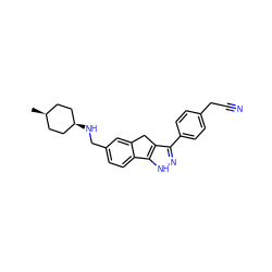 C[C@H]1CC[C@@H](NCc2ccc3c(c2)Cc2c(-c4ccc(CC#N)cc4)n[nH]c2-3)CC1 ZINC000253660189