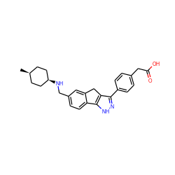 C[C@H]1CC[C@@H](NCc2ccc3c(c2)Cc2c(-c4ccc(CC(=O)O)cc4)n[nH]c2-3)CC1 ZINC000253632407