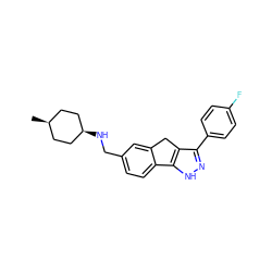 C[C@H]1CC[C@@H](NCc2ccc3c(c2)Cc2c(-c4ccc(F)cc4)n[nH]c2-3)CC1 ZINC000101115332