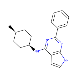 C[C@H]1CC[C@@H](Nc2nc(-c3ccccc3)nc3[nH]ccc23)CC1 ZINC001772657128