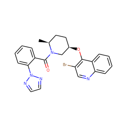 C[C@H]1CC[C@@H](Oc2c(Br)cnc3ccccc23)CN1C(=O)c1ccccc1-n1nccn1 ZINC000299859514