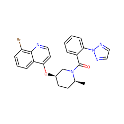 C[C@H]1CC[C@@H](Oc2ccnc3c(Br)cccc23)CN1C(=O)c1ccccc1-n1nccn1 ZINC000299862329