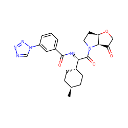 C[C@H]1CC[C@H]([C@H](NC(=O)c2cccc(-n3cnnn3)c2)C(=O)N2CC[C@H]3OCC(=O)[C@H]32)CC1 ZINC000261091931