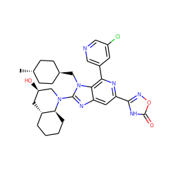 C[C@H]1CC[C@H](Cn2c(N3C[C@H](O)C[C@H]4CCCC[C@@H]43)nc3cc(-c4noc(=O)[nH]4)nc(-c4cncc(Cl)c4)c32)CC1 ZINC000261074713
