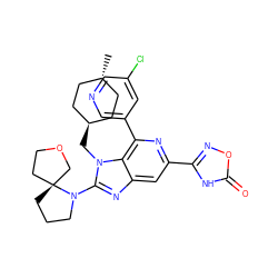 C[C@H]1CC[C@H](Cn2c(N3CCC[C@]34CCOC4)nc3cc(-c4noc(=O)[nH]4)nc(-c4cncc(Cl)c4)c32)CC1 ZINC000261081885