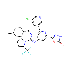 C[C@H]1CC[C@H](Cn2c(N3CCC[C@H]3C(F)(F)F)nc3cc(-c4n[nH]c(=O)o4)nc(-c4cncc(Cl)c4)c32)CC1 ZINC000261191720