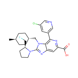 C[C@H]1CC[C@H](Cn2c(N3CCC[C@H]3CF)nc3cc(C(=O)O)nc(-c4cncc(Cl)c4)c32)CC1 ZINC000261114826