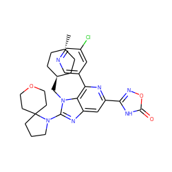C[C@H]1CC[C@H](Cn2c(N3CCCC34CCOCC4)nc3cc(-c4noc(=O)[nH]4)nc(-c4cncc(Cl)c4)c32)CC1 ZINC000261138241