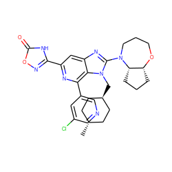 C[C@H]1CC[C@H](Cn2c(N3CCCO[C@@H]4CCC[C@@H]43)nc3cc(-c4noc(=O)[nH]4)nc(-c4cncc(Cl)c4)c32)CC1 ZINC000261128018