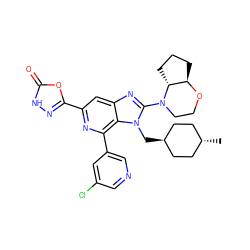 C[C@H]1CC[C@H](Cn2c(N3CCO[C@@H]4CCC[C@H]43)nc3cc(-c4n[nH]c(=O)o4)nc(-c4cncc(Cl)c4)c32)CC1 ZINC000261162821