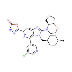 C[C@H]1CC[C@H](Cn2c(N3CCO[C@H]4CCC[C@@H]43)nc3cc(-c4n[nH]c(=O)o4)nc(-c4cncc(Cl)c4)c32)CC1 ZINC000261162820