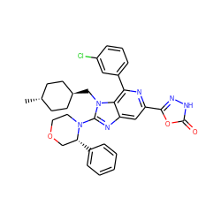 C[C@H]1CC[C@H](Cn2c(N3CCOC[C@H]3c3ccccc3)nc3cc(-c4n[nH]c(=O)o4)nc(-c4cccc(Cl)c4)c32)CC1 ZINC000261178862