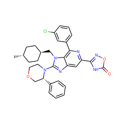 C[C@H]1CC[C@H](Cn2c(N3CCOC[C@H]3c3ccccc3)nc3cc(-c4noc(=O)[nH]4)nc(-c4cccc(Cl)c4)c32)CC1 ZINC000261098800