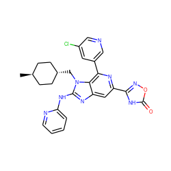 C[C@H]1CC[C@H](Cn2c(Nc3ccccn3)nc3cc(-c4noc(=O)[nH]4)nc(-c4cncc(Cl)c4)c32)CC1 ZINC000261123679